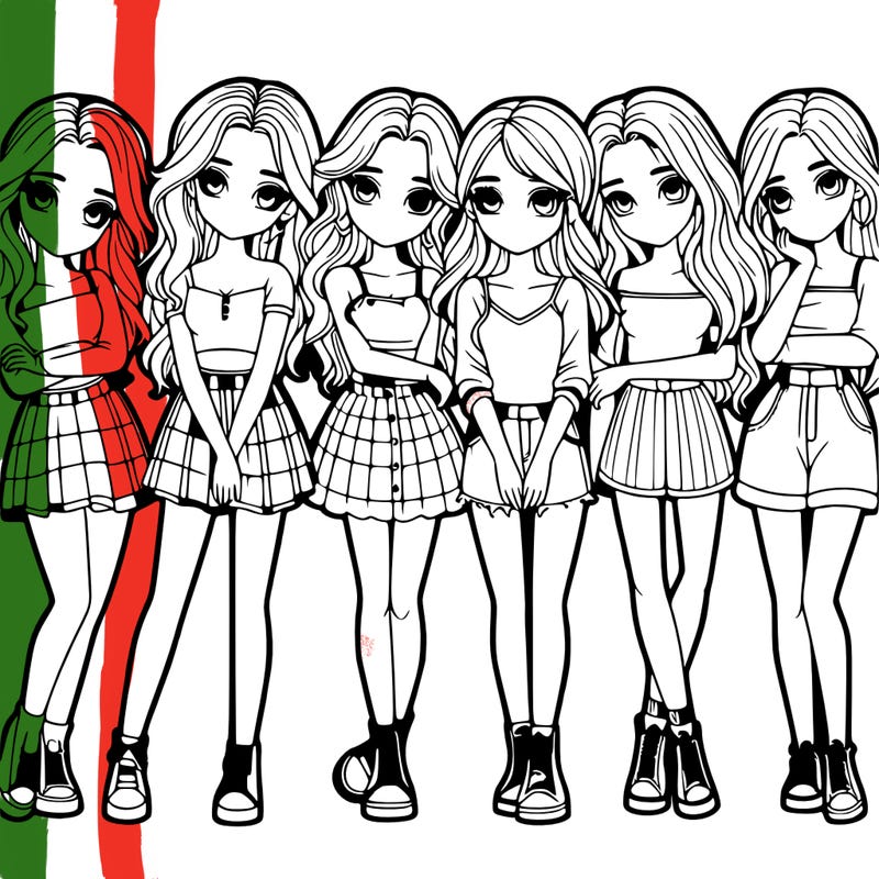 a group of girls realistic