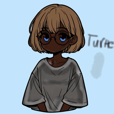 a girl with short hair and glasses wearing an oversized t-shirt