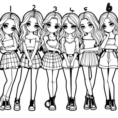 a group of girls realistic