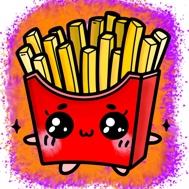 a cute. french fries