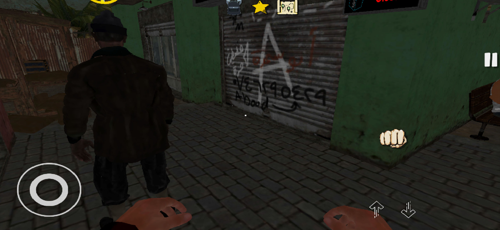 Internet Cafe Simulator 2 - Internet Cafe Simulator 2의 그래피티가 있는 도시 골목의 1인칭 게임플레이 시점