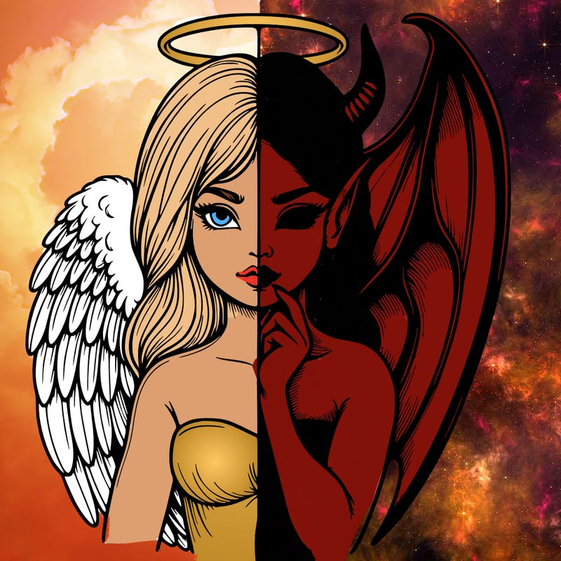 realistic angel half demon