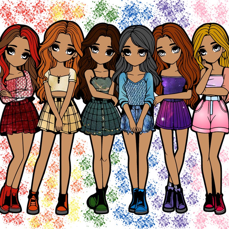 a group of girls realistic