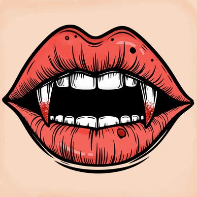 lips with vampire teeth