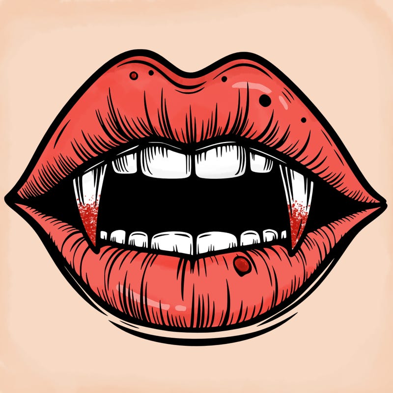 lips with vampire teeth