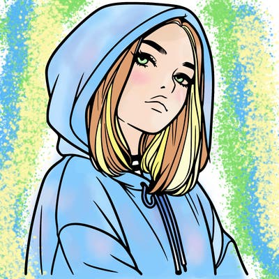 a realistic girl in a hoodie