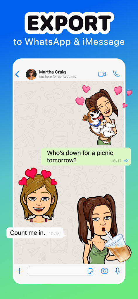 Export custom stickers to WhatsApp and iMessage chat