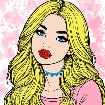 realistic girl with hair on her hair and lips