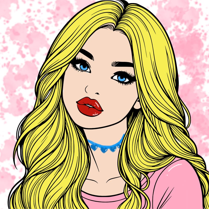 realistic girl with hair on her hair and lips