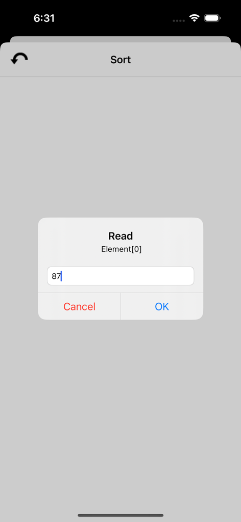 iPseudoCode - for phone - A pop up window in the iPseudoCode app asking the user to input a value for a program variable
