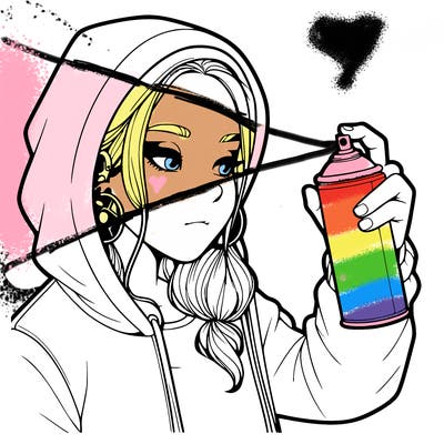 a realistic girl, spray painting