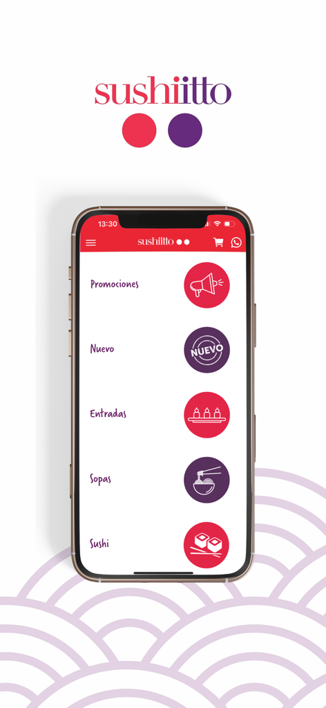 Sushiitto El Salvador mobile app home screen showing food categories and menu options