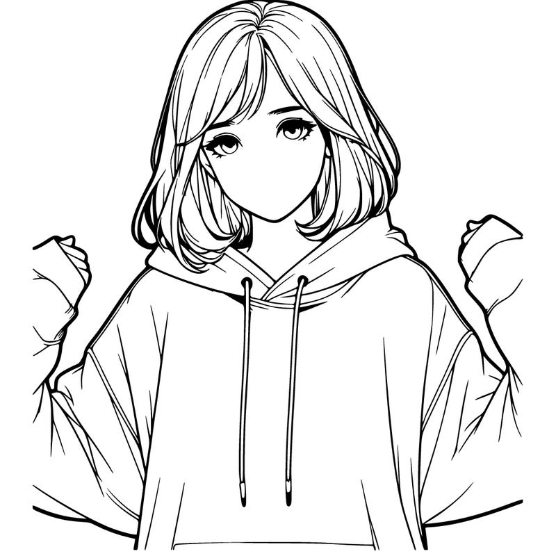 a realistic girl in a hoodie