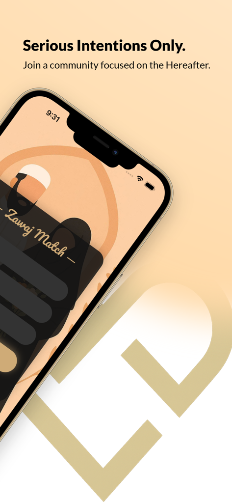 Zawaj Match — Sunnah Marriage - Zawaj Match app screen highlighting serious intentions for Sunnah marriage.