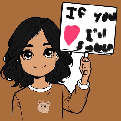 realistic girl holding up a sign