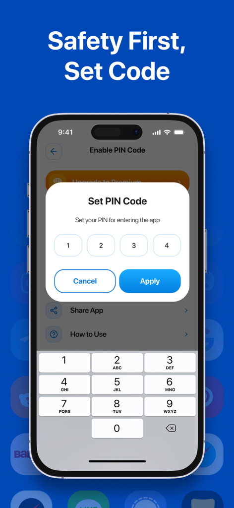 듀얼 스페이스 앱에서 보안 PIN 코드를 설정하는 인터페이스