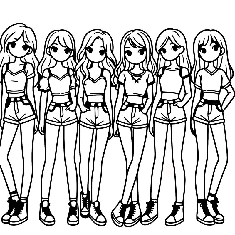 a group of girls wearing crop tops and shorts