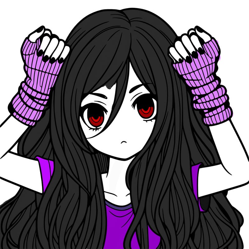 long haired girl with fingerless gloves