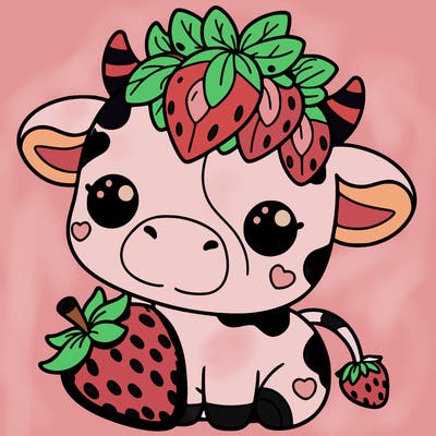 cute strawberry cow