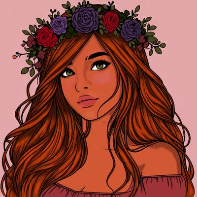 realistic girl with flower crown