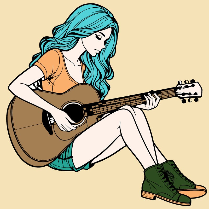 realistic woman play guitar