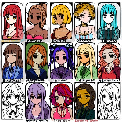 girls that look diffrent anime