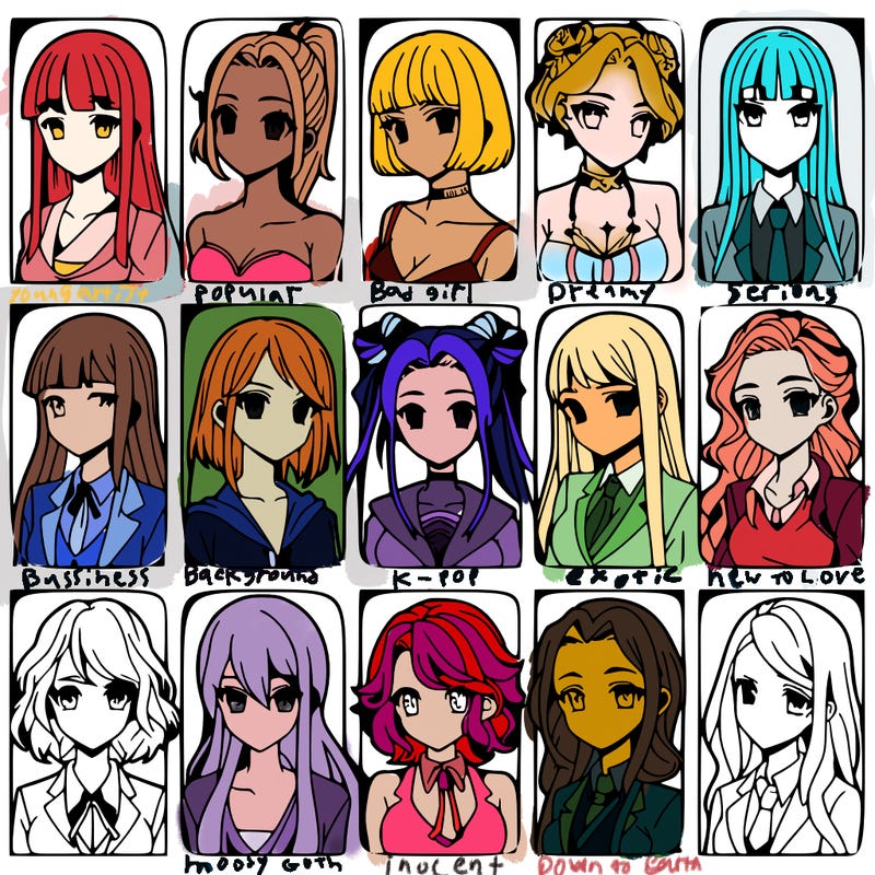 girls that look diffrent anime