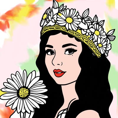 girl with flowers crown