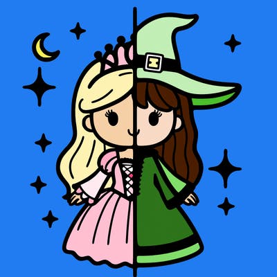 split princess and witch