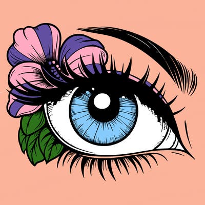 realistic eye with flower