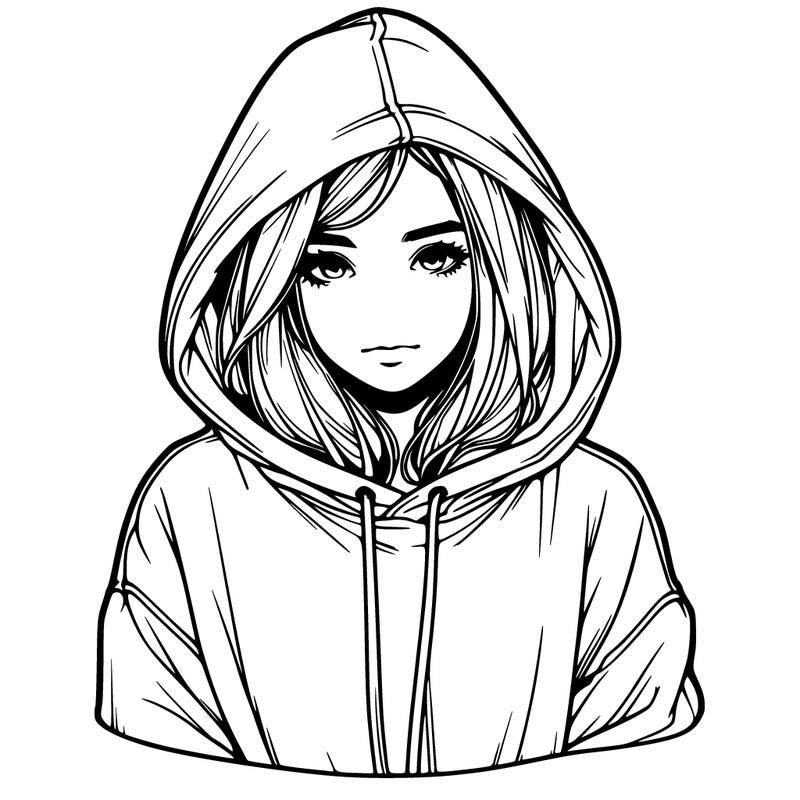 realistic girl wearing a oversized hoodie