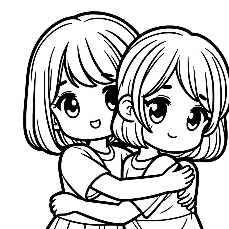a girls with short hair and a girl with shoulder length hair hugging