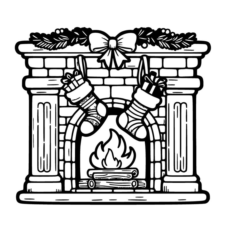 christmas fireplace with  stockings