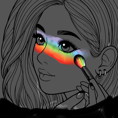 a realistic girl doing her makeup