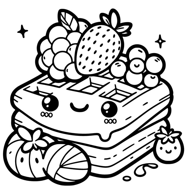 simple waffle with fruit