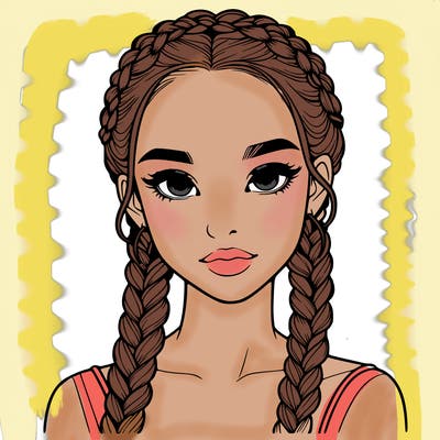 realistic girl with braids