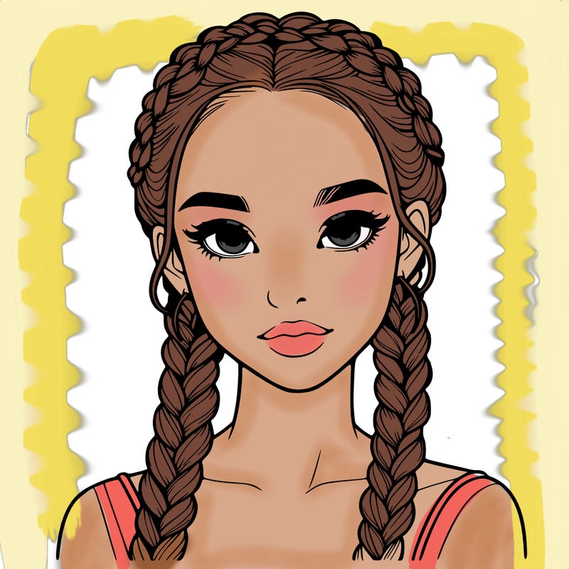 realistic girl with braids