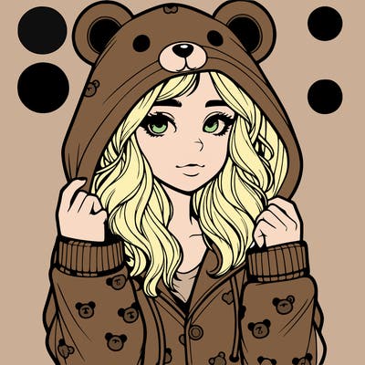 realistic girl in a animal pjs hoodie