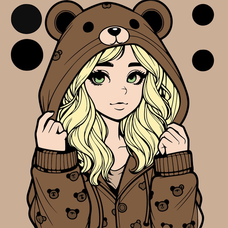 realistic girl in a animal pjs hoodie
