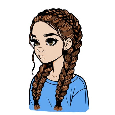 realistic girl with braids