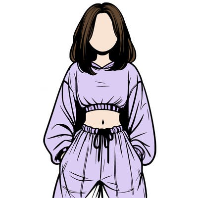 realistic girl faceless with baggy pants and a crop top