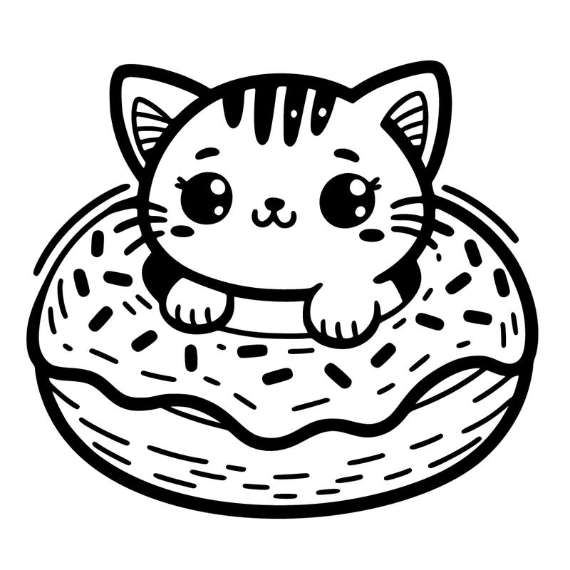 a very cute cat in a donut