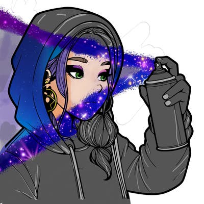 a realistic girl, spray painting