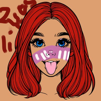 realistic girl with her tongue out