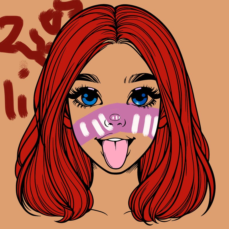 realistic girl with her tongue out