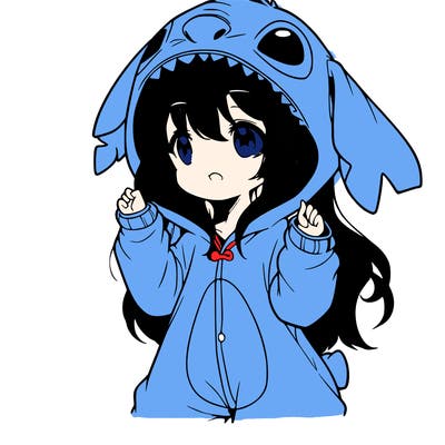anime girl in a stitch onsie