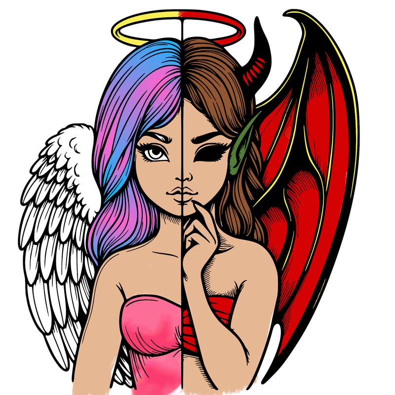 realistic angel half demon