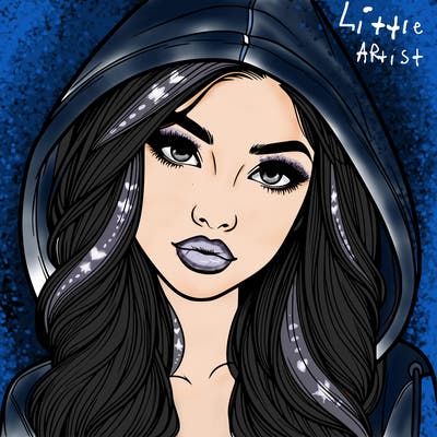 realistic beautiful girl with a hood on