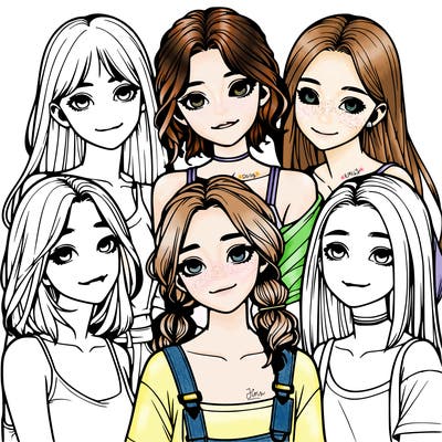 a group of girls realistic