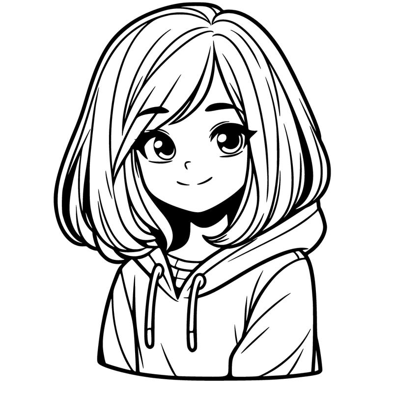 girl with medium length hair wearing a hoodie and smiling